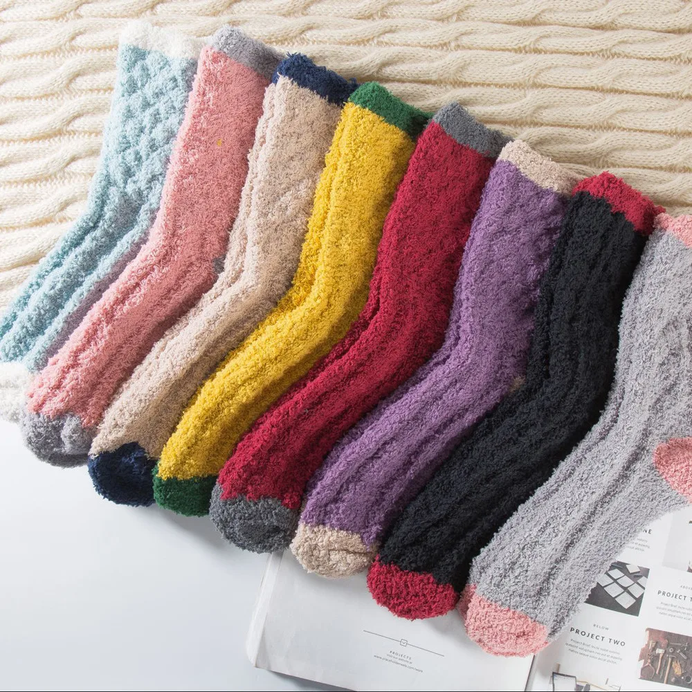 Женские носки из кораллового флиса хлопковые толстые Нескользящие удобные