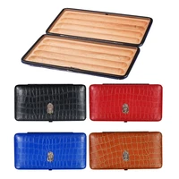 portable leather cigar box travel cedar wood cigars case smoking storage accessories fit 4 cigars