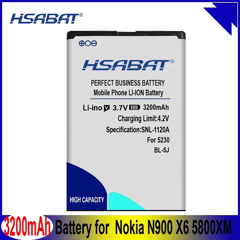 Аккумулятор HSABAT 3200 мАч для телефона Nokia N900 X6 5800XM 5800i 5800 Вт 5230XM 5233 5232 5235 00 C3 5802 X1 00|battery