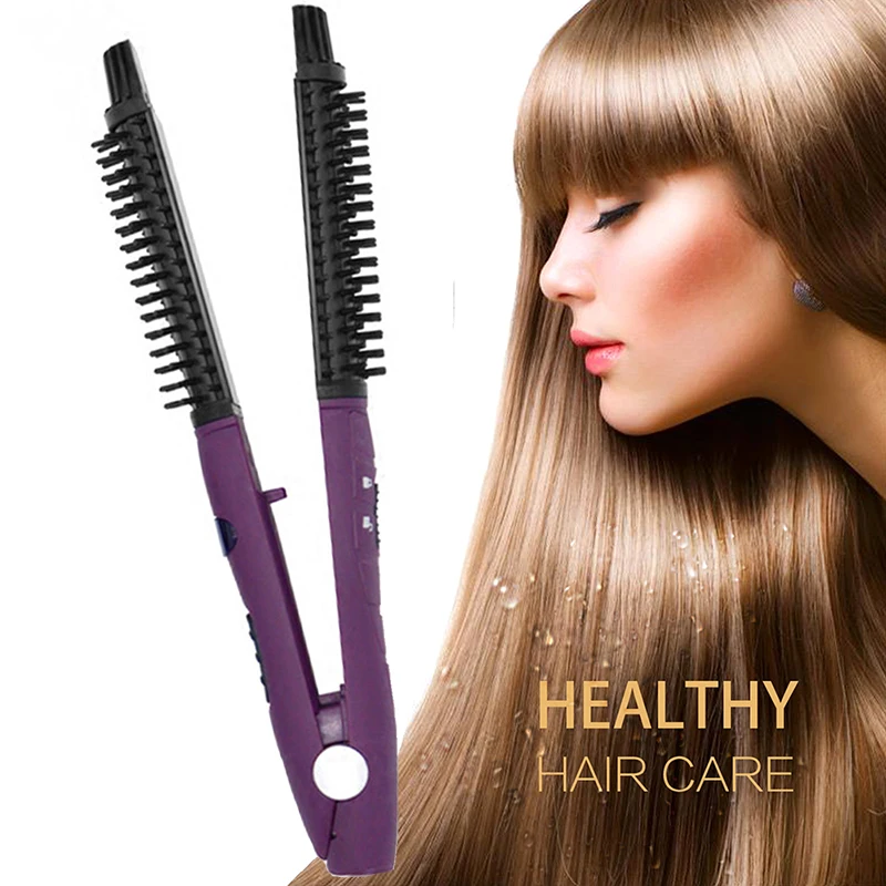 

Professional Ceramic Magic Curling Iron Electric Hair Straightener 2 IN 1 Flat Irons Straightening Brush Comb Hair Styling Tool