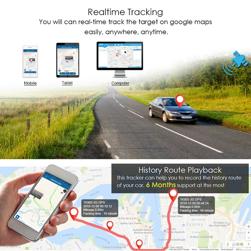GPS автомобильный трекер 5000 мАч 90 дней в режиме ожидания 2G локатор