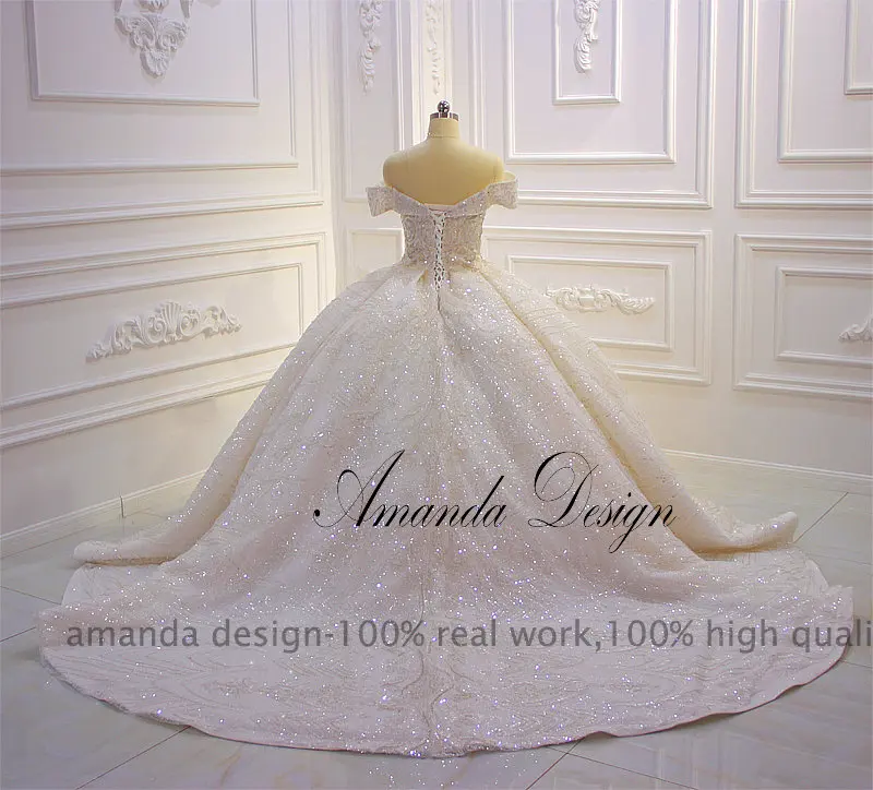 Аманда дизайн vestido boda mujer invitada с открытыми плечами блестящее бисерное свадебное платье