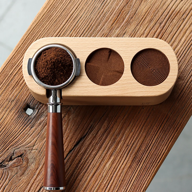 Soporte de filtro de caf&eacute; de madera de nogal, esterilla para Espresso, Base de soporte para cafetera, accesorios de caf&eacute; para Barista-4