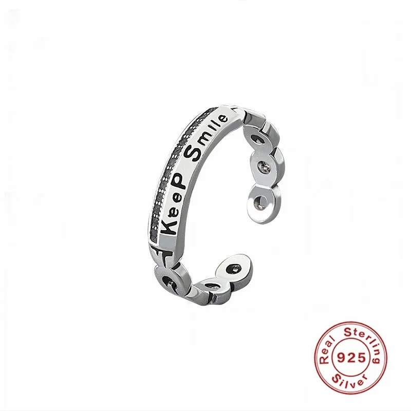 

Fine Original Minimalist Roman Numerals 925 Sterling Silver Jewelry Rings for Women Men Couples Adjustable Ring Hot Sell