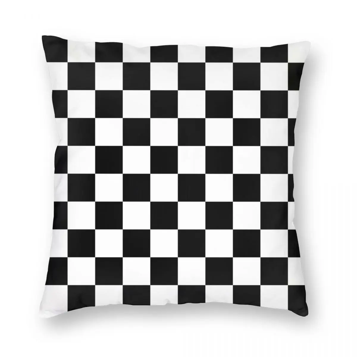 Черно-белая шахматная квадратная наволочка из полиэстера и льна