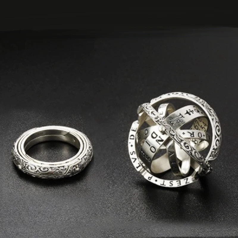 Винтажное астрономическое кольцо вращающееся на палец с технологией открытия и