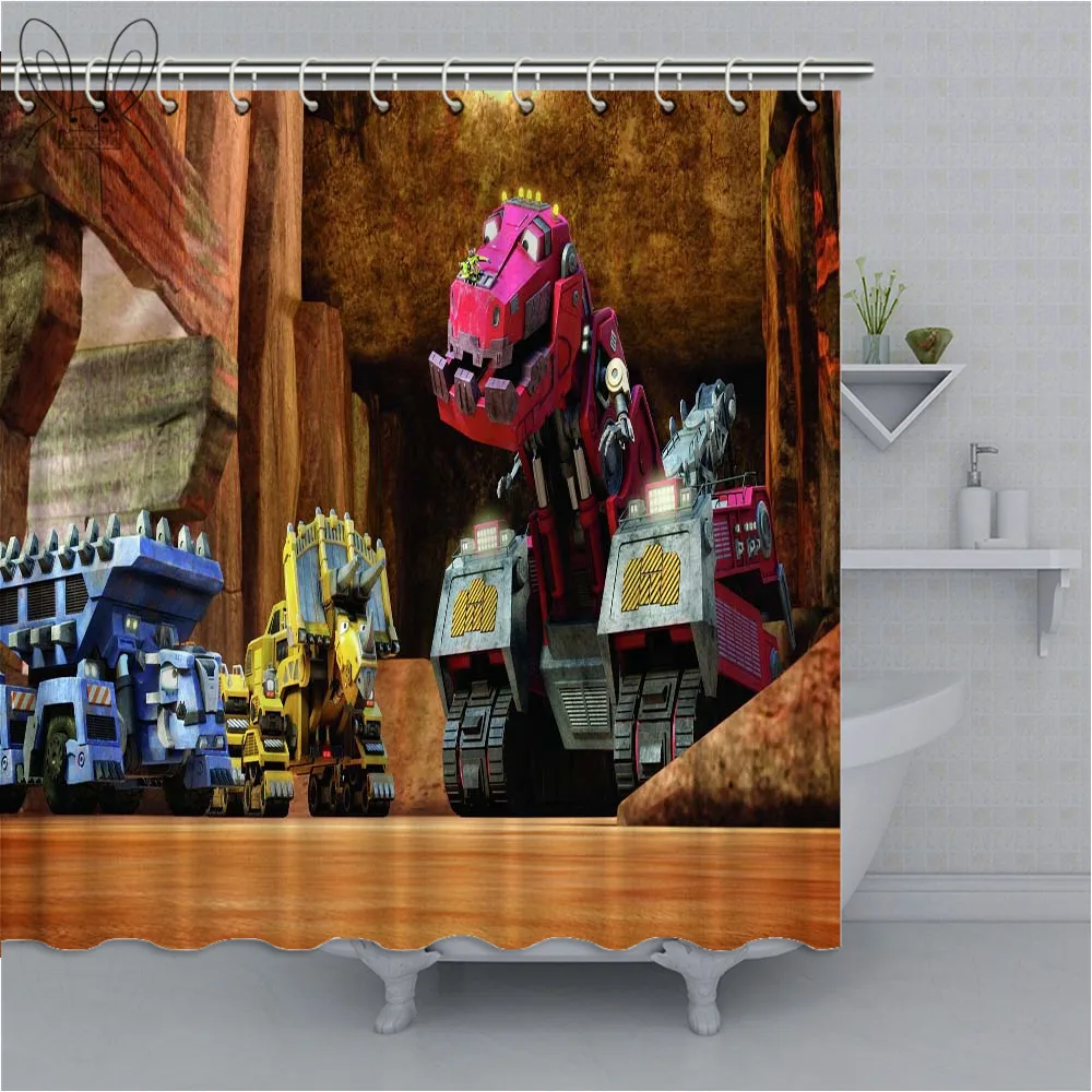 Dinotrux Американский мультсериал на заказ ткань занавеска для душа Водонепроницаемая занавеска для ванной из полиэфира с комплектами - Цвет: 74126