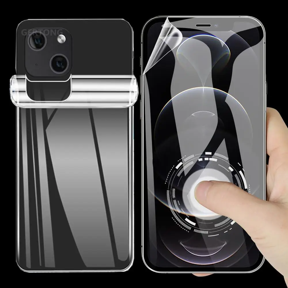 Гидрогелевая пленка для iphone 13 12 11 Pro Max X XR XS 7 8 Plus SE защитная переднего и заднего