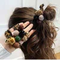 korean ins hair accessories with leopard print ball elastic wide hair rope fashion hair ring ball head rope net red headdress fe