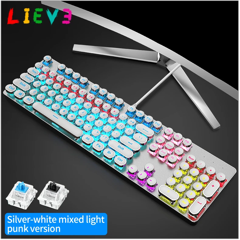 

lieve Color Steampunk Gaming Mechanical Keyboard 104 KeysAnti-ghosting RGB Backlight Switch Wired keyboard for Desktop Laptop