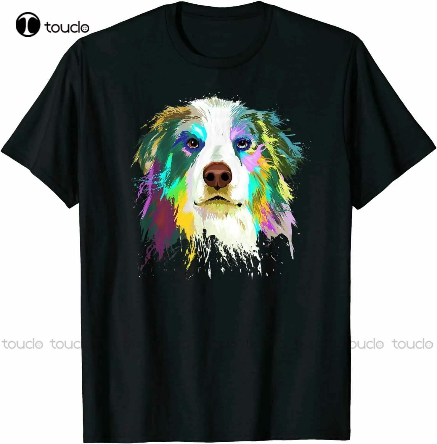 

New Splash Art Australian Shepherd Dog Aussie Mom Gifts T-Shirt S-5Xl T Shirts For Women Unisex