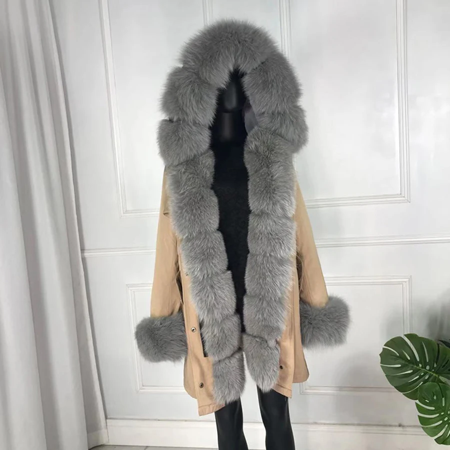 Новые чернобурки меховой парка пальто женские трикотажные silver fox подкладке парки
