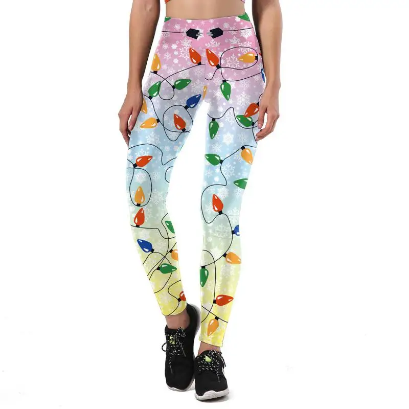 

Christmas New Digital Lantern Printed High Waist Outdoor Fitness Sports Leggings