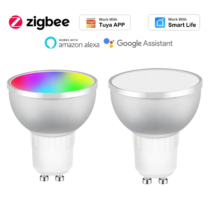 

Новый Zigbee 3,0 5 Вт RGBCW LED Gu10 светильник лампа для Tuya Smart life APP 85-265 в Голосовое управление работа с Alexa Google Home