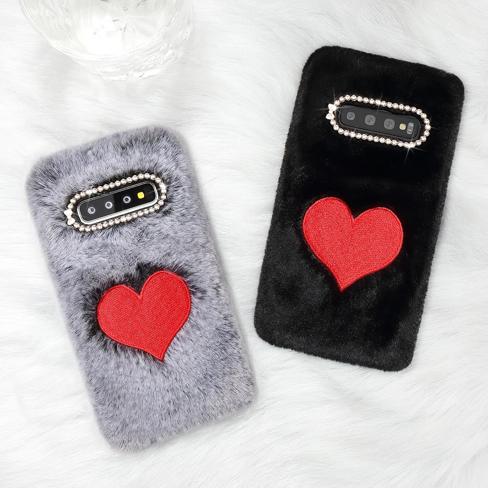 LCHULLE милый теплый пушистый чехол для samsung S7 край S8 S9 S10 плюс S10e любящее сердце