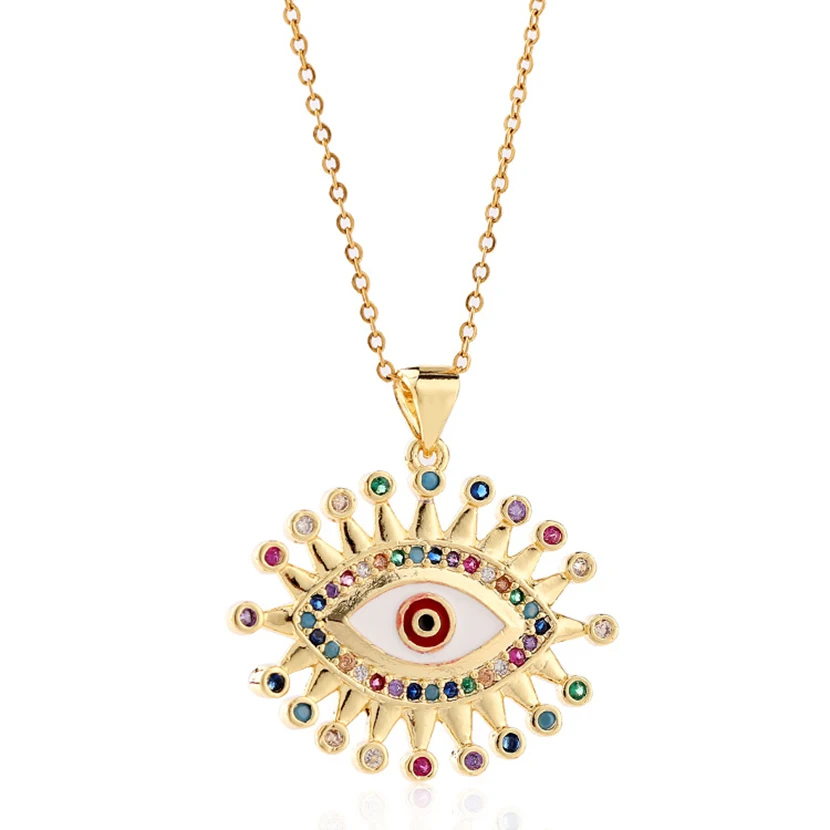 

2021 New Luxury Pendant Necklace For Women Colorful Dripping Oil Enamel Pendant Female Necklace Gift