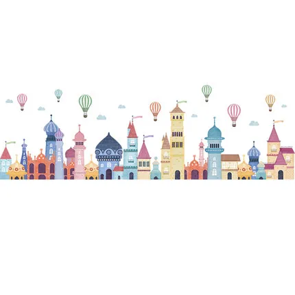Cartoon Castle Kickline Wall Sticker Self-adhesive Kids Room Bedroom Decoration Corridor Kindergarten Layout Stickers | Дом и сад