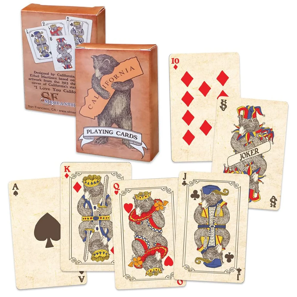

Retro Vintage Style Yellow Playing Cards I Love You California Poker Protect Little Bear Limited Collector's Edition Set