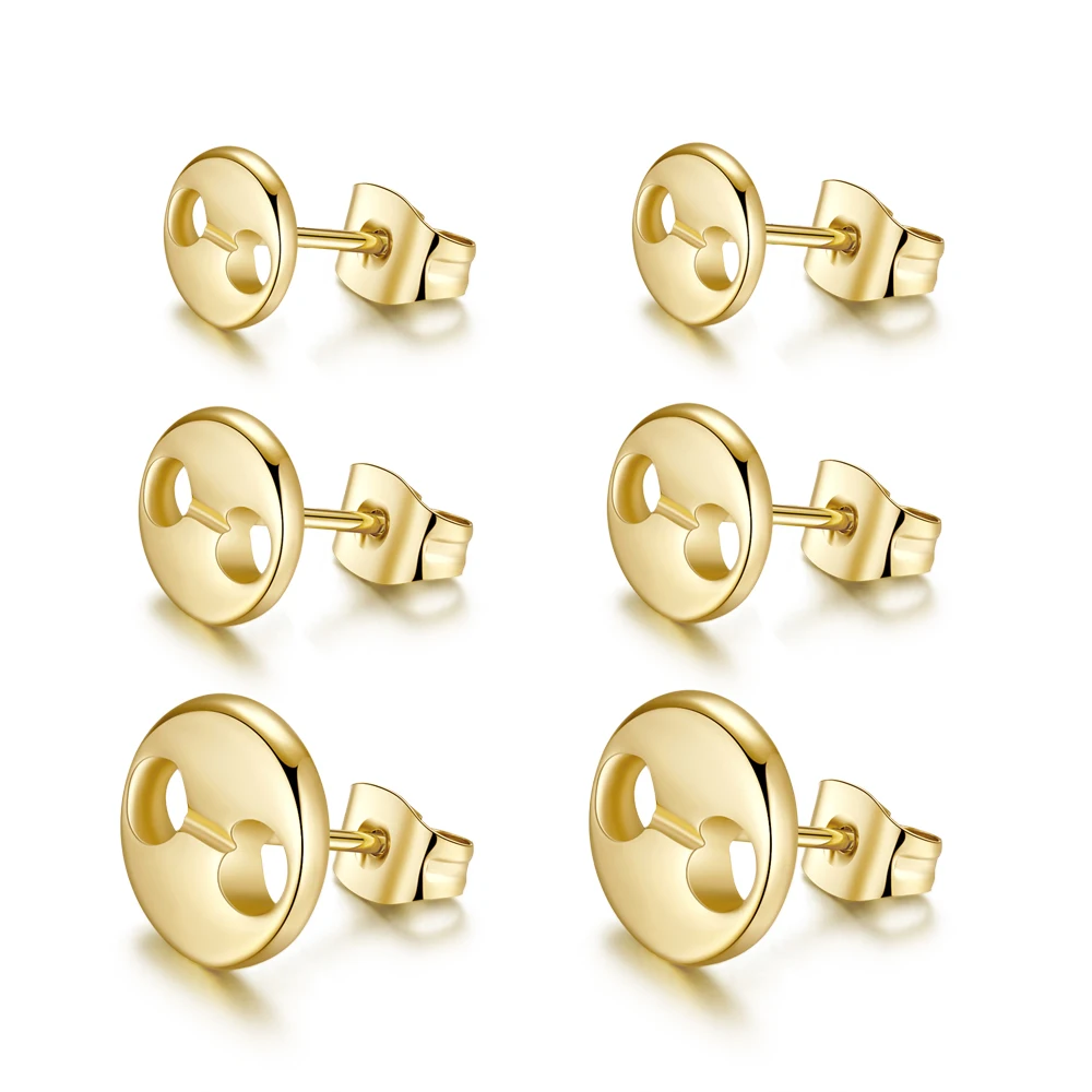 

Aibeiou Coffee Bean Style Stud earrings Stainless Steel Earrings Set For Women GIrls Jewelry(7-8-9MM)