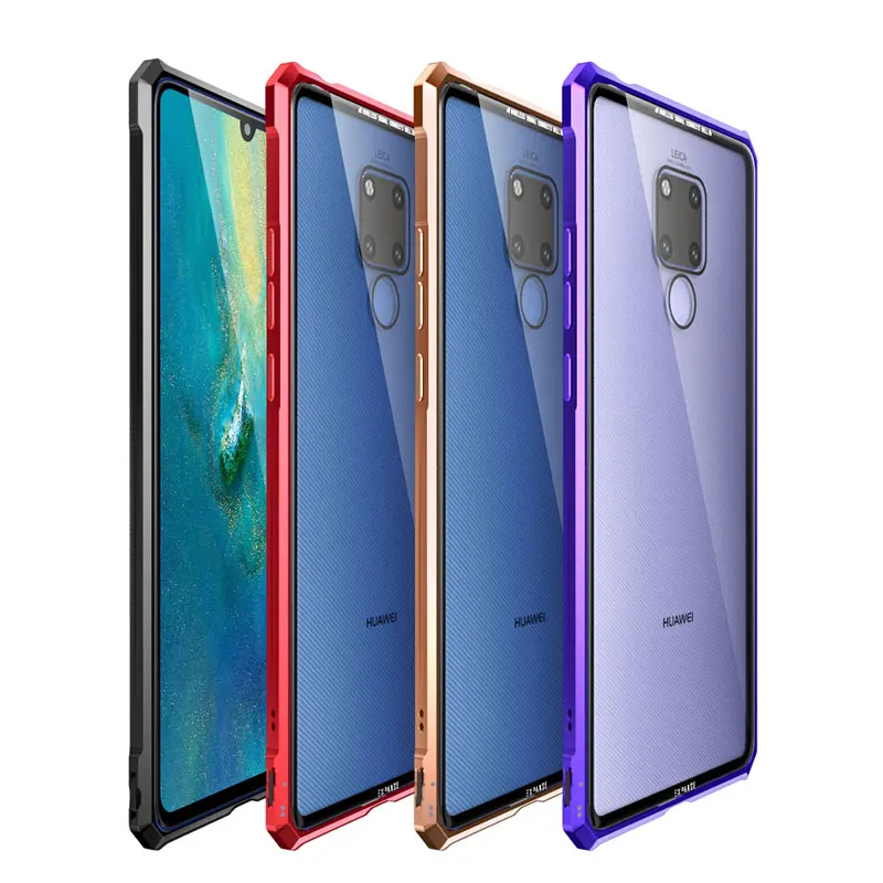 Металлический бампер для Huawei Mate 20 Pro Honor 9X жесткий стеклянный алюминиевый чехол с
