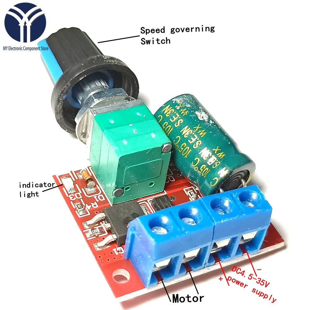 5A 90W PWM 12V контроллер скорости двигателя постоянного тока модуля DC 4 5 V 35V
