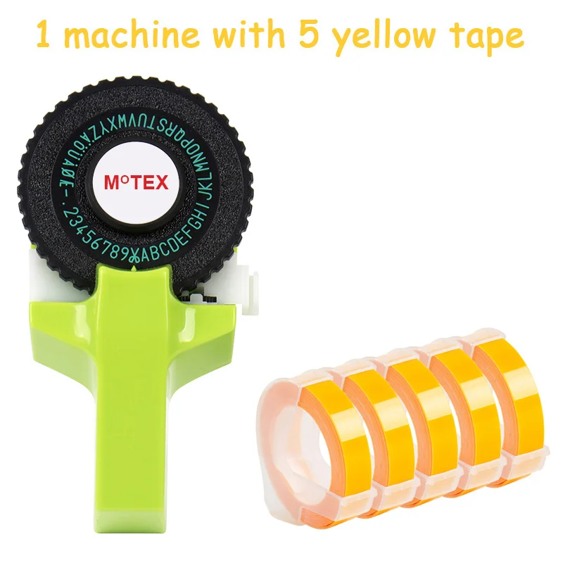 Зеленый цвет MoTex E101 принтер мини DIY Ручная Совместимость для dymo 3D тиснение ручная лента ручная машинка надпись машина - Цвет: machine with 5 tape