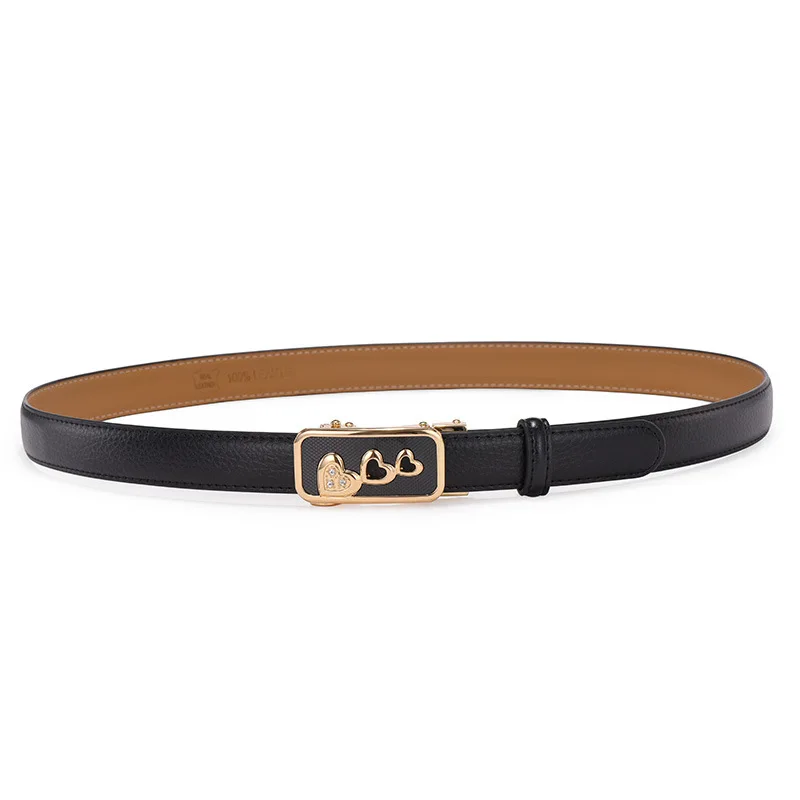 

2019 Luxury Designer Women Belts High Quality Casual Genuine Real Leather Strap for Jeans Dress Heart Automatic Buckle Belt