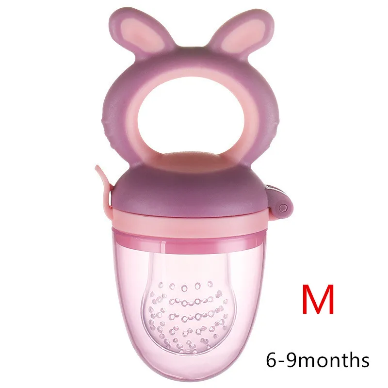 purple M Соска для кормления детей с изображением кролика из мультфильма, соска для кормления детей, соска для кормления фруктов - Цвет: purple M