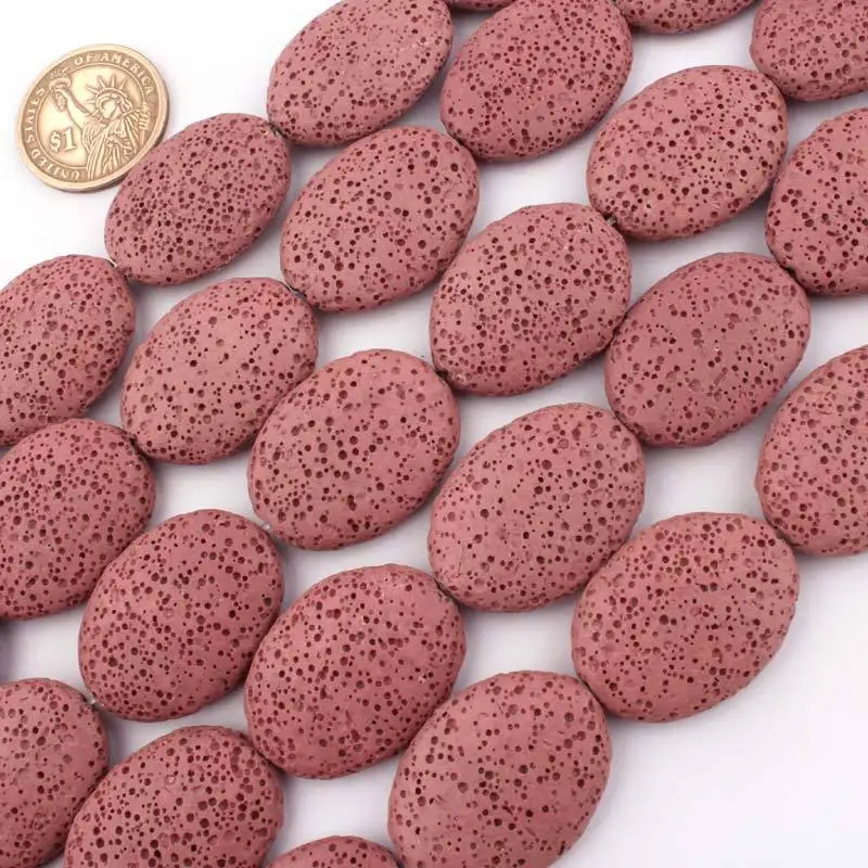 24x30 мм Гладкие Овальные Бусины Из лавового камня, бусины из натурального камня для самостоятельного изготовления ожерелья, браслетов, сережек, ювелирных изделий 14,"