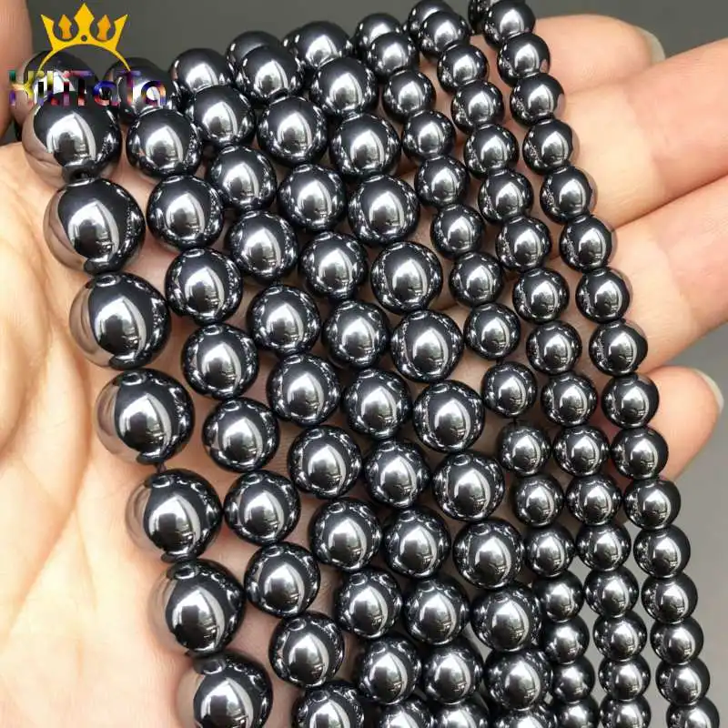 Бусины из натурального черного блестящего тергерца круглые бусины разделители