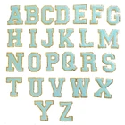 Новинка 2021, 3D, синие, золотые, технические, 26 букв, синель, вышитые нашивки, термоклейкие алфавитные буквы, вышивка, аппликация сделай сам, 1 комплект