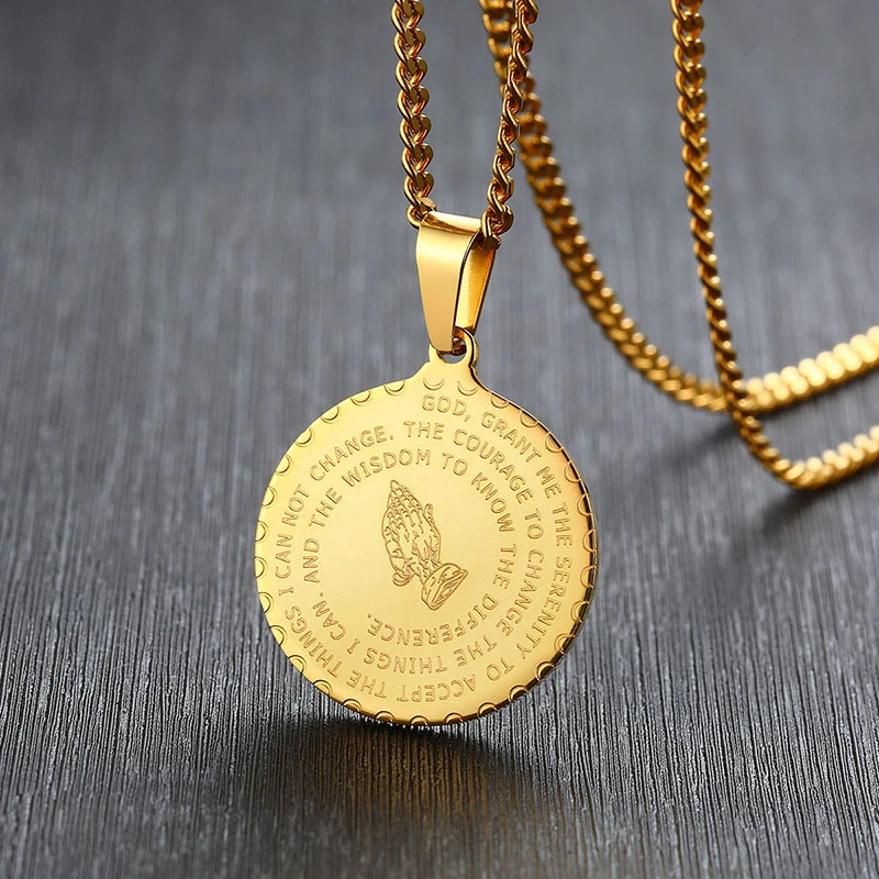 Хип-хоп золотой мужской крест Библейский кулон ожерелье из нержавеющей стали