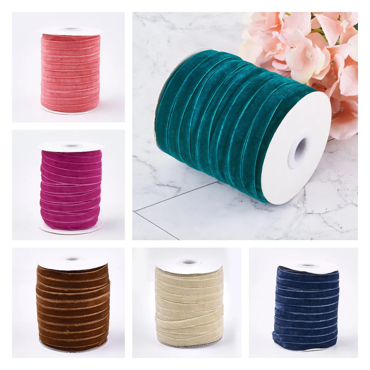 

about 50yards/roll 19 Colors Single Face Velvet Ribbon Cord Wedding Party Decoration for DIY Crafts Jewelry Making Gift Wrapping