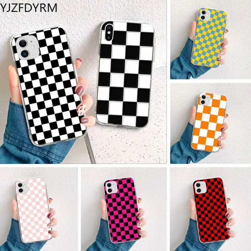 

YJZFDYRM Checkerboard Checkered Phone Case for iphone 12 pro max 11 pro XS MAX 8 7 6 6S Plus X 5S SE 2020 XR cover