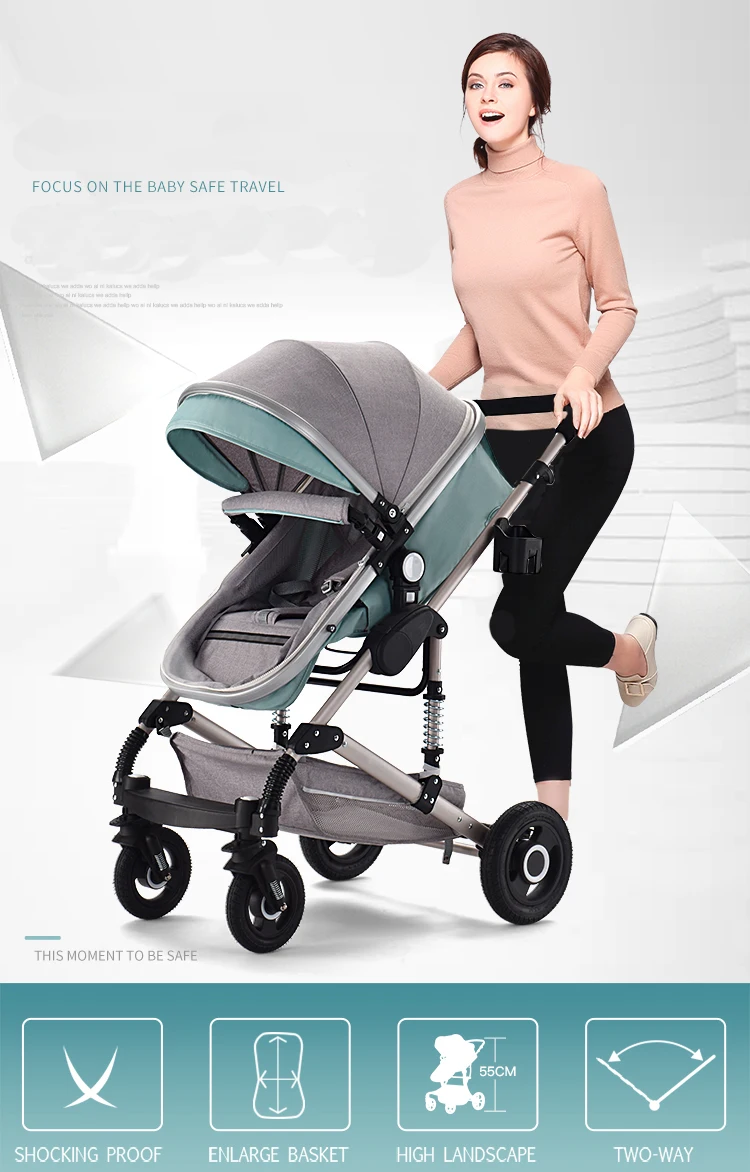 Роскошная детская коляска с высоким Landview 3 в 1, портативная детская коляска, удобная детская коляска для новорожденных