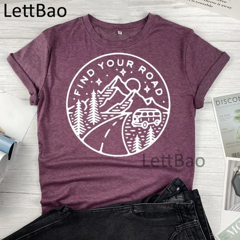 

Find Your Road Harajuku Women T-shirts Graphic Print 2021 Fashion T Shirt Women Hip Hop Ullzang Funny T-Shirt Tops Tee Female