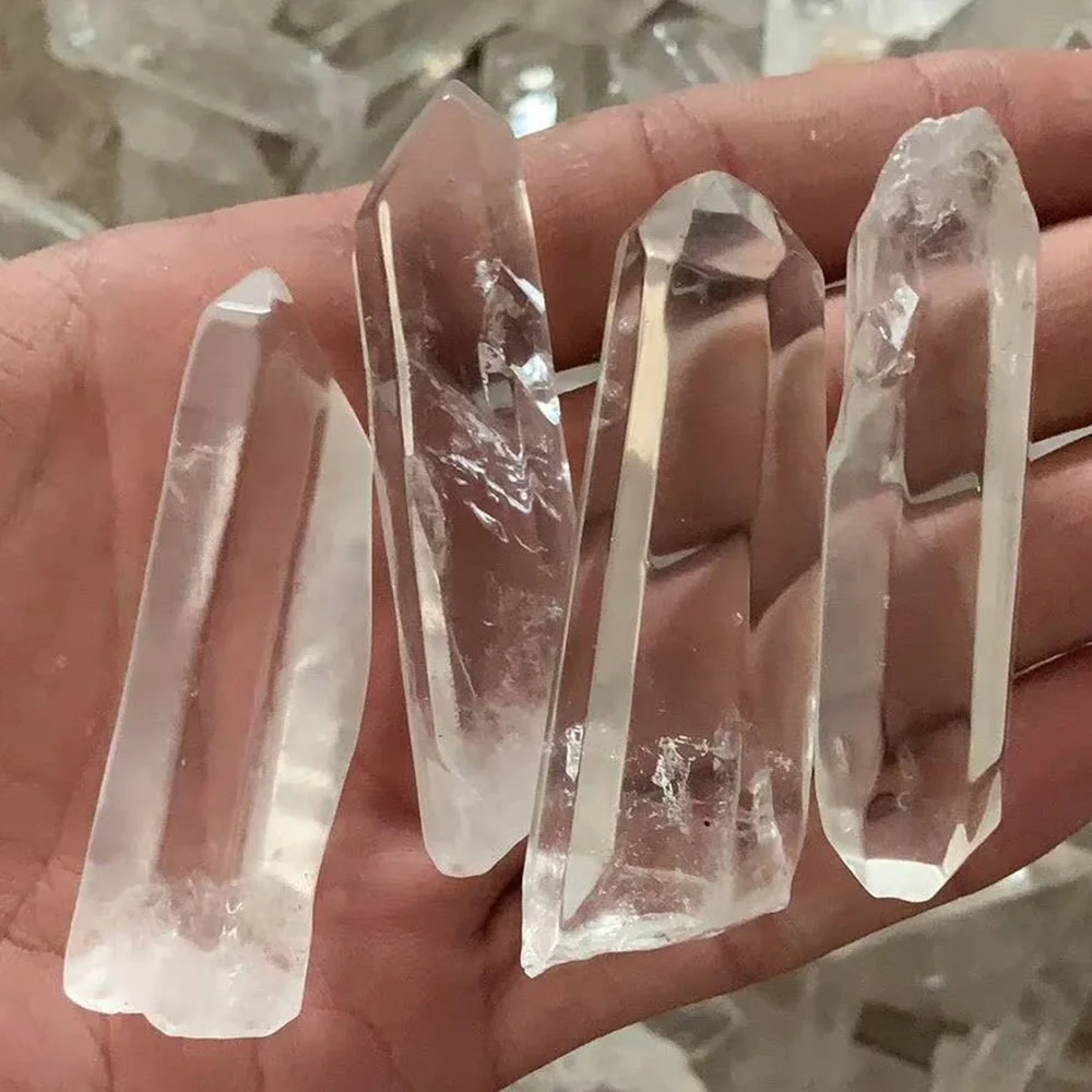 

Natural Polished Clear Quartz Crystal Points Column Reiki Healing Wand Energy Stone Raw Rock Mineral Specimen Home Decor