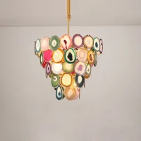 modern colorized agate designer led chandelier lighting hanging lamp lustre suspension luminaire lampen for foyer dinning room