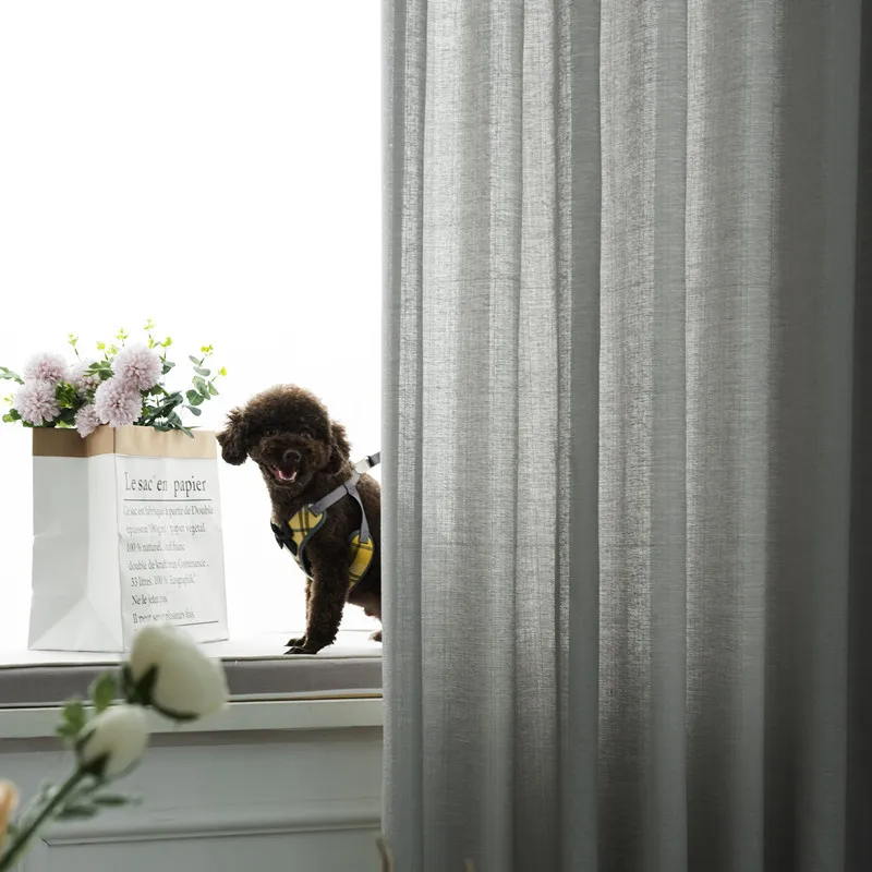 Однотонные прозрачные тюлевые шторы для гостиной современные занавески спальни