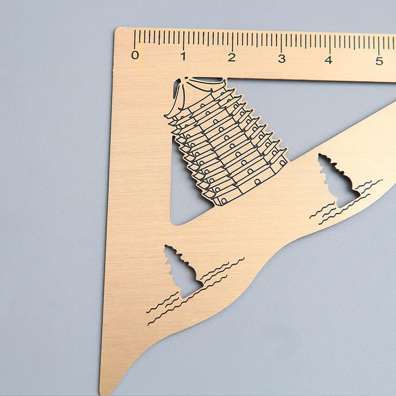 Металлическая треугольная линейка ретро линейки закладки весы Канцтовары для