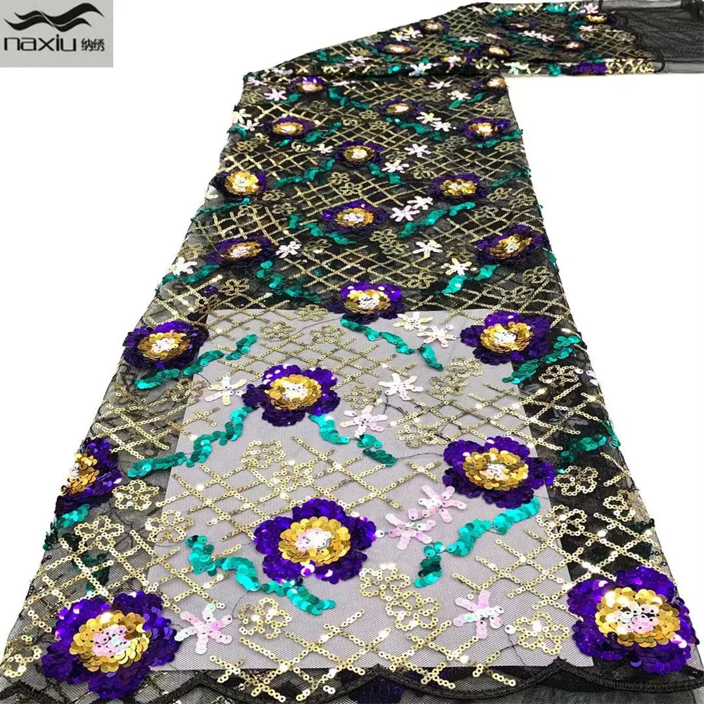 

Madison Africa Lace Fabric 2021 High Quality With Sequins French Tulle Mesh Fabric Nigerian Net Lace Fabrics For Party Dress