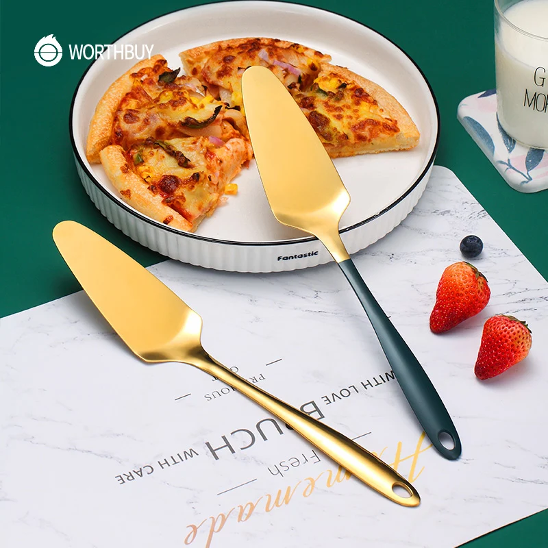 WORTHBUY Красочные лопатка для торта и пиццы Нержавеющая сталь нож ложки с длинной