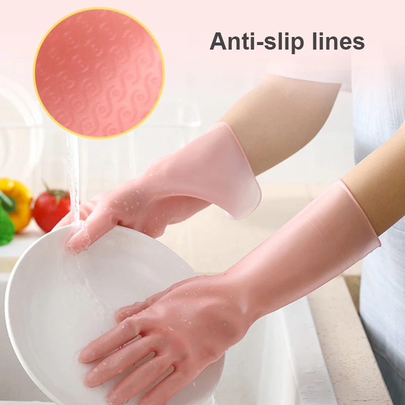 

1 Pair Kitchen Dishwashing Gloves Waterproof Durable Rubber Washing Cleaning Gloves Mitts Household Cleaner Tools