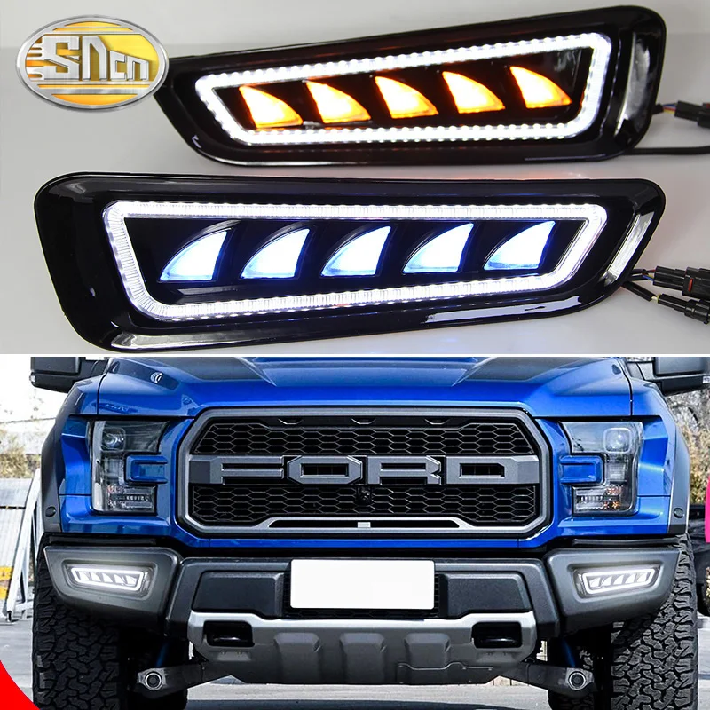 

1 Pair DRL LED Daytime Running Lights with Turn Signal Fog Lamp For Ford Raptor SVT F150 2017 2018 2019