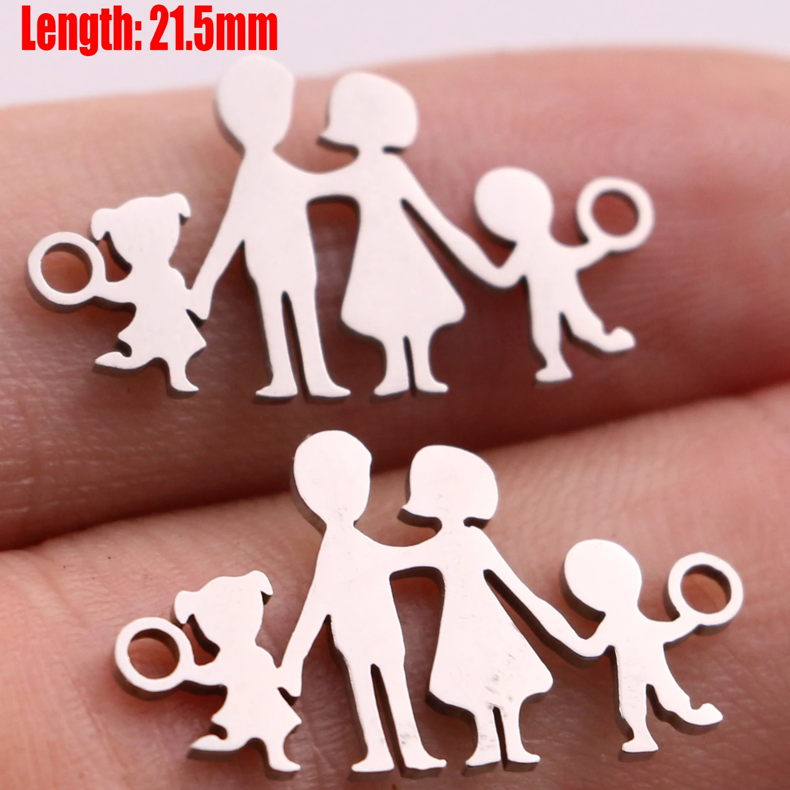 5pcs Family Chain Stainless Steel Pendant Necklace Parents and Children Necklaces Gold/steel Jewelry Gift for Mom Dad New Twice - Цвет: Steel 38