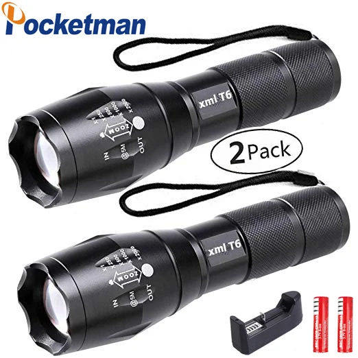 Тактический светодиодный фонарь 2 упаковки портативный водонепроницаемый