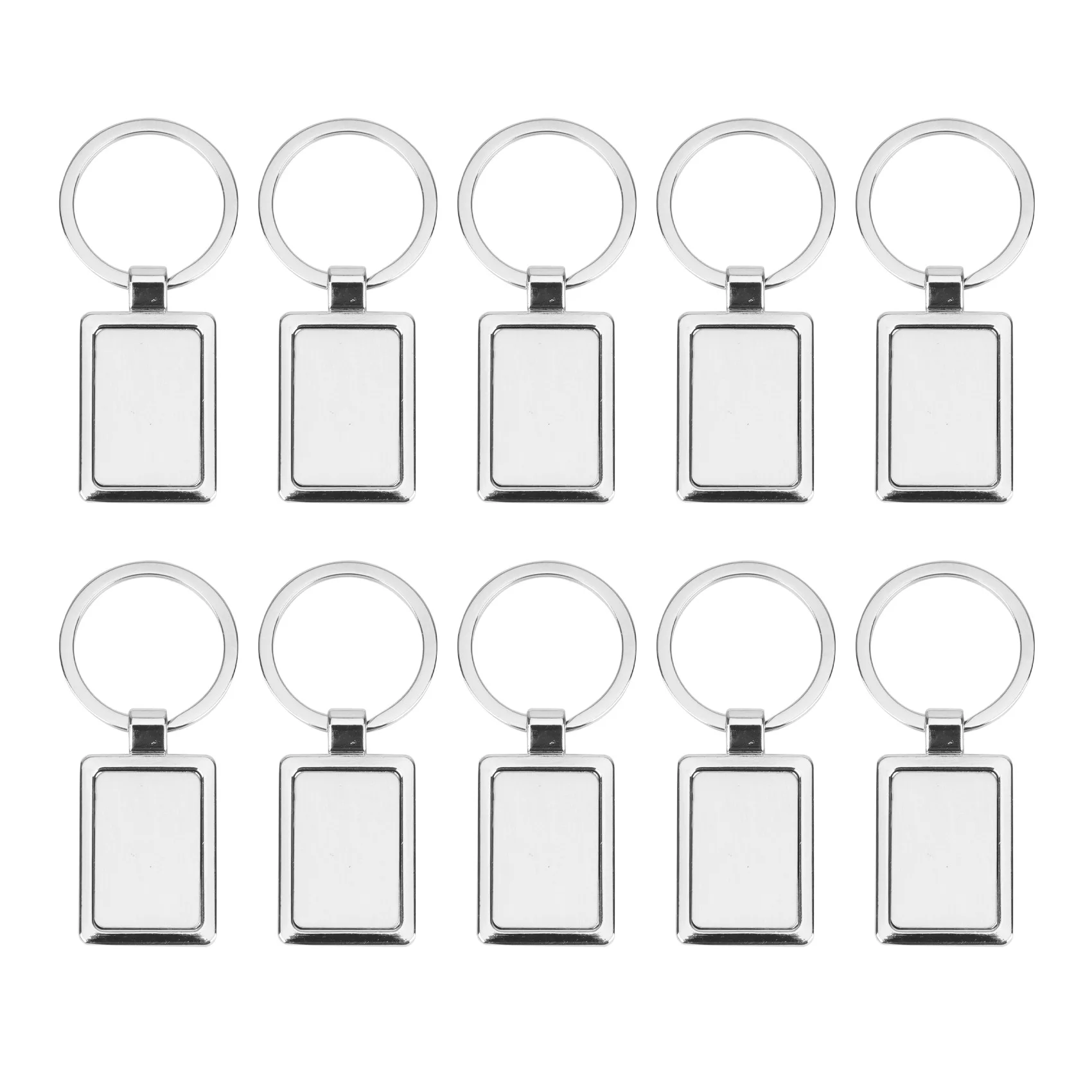 

10 Pieces of Sublimation Metal Blank Rectangular Keychain Key Ring Thermal Transfer Blank Metal Key Ring Diy Material
