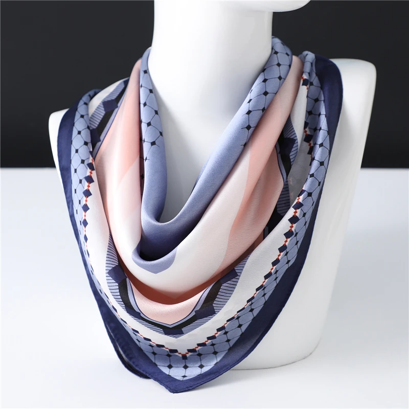 

70*70cm Square Scarf Neck Hair Tie Band Women Elegant Dot Print Scarves Headband Foulard Female Neckerchief