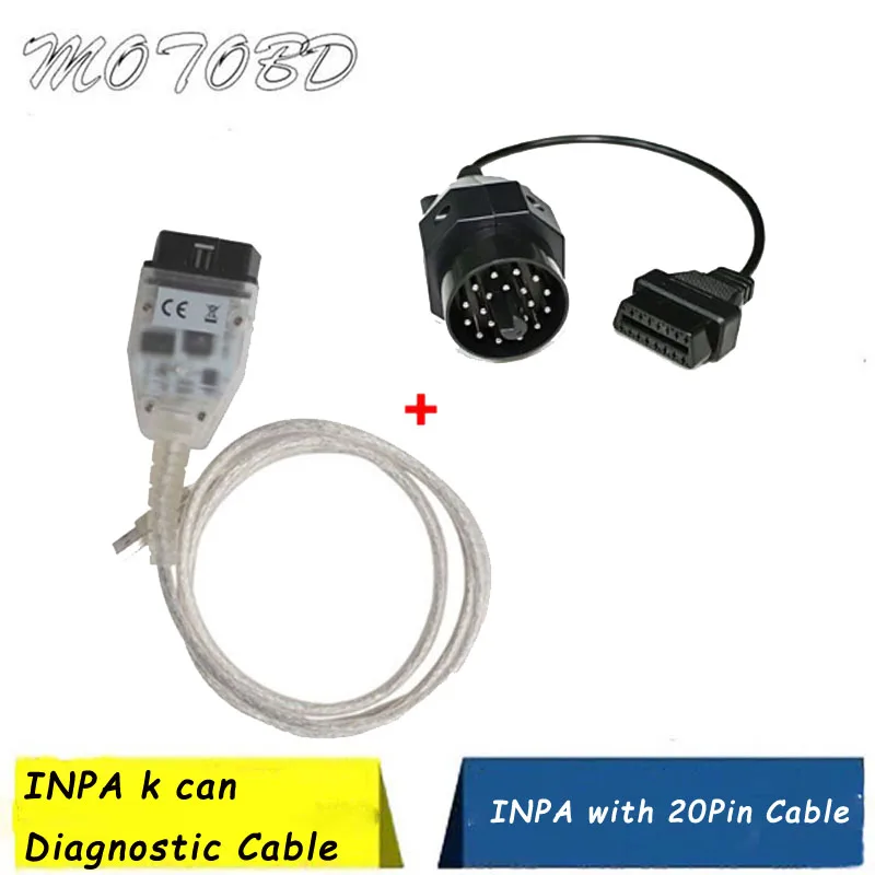 2019 FT232RL чип INPA K + CAN диагностический кабель плюс 20-контактный OBD2 удлинитель
