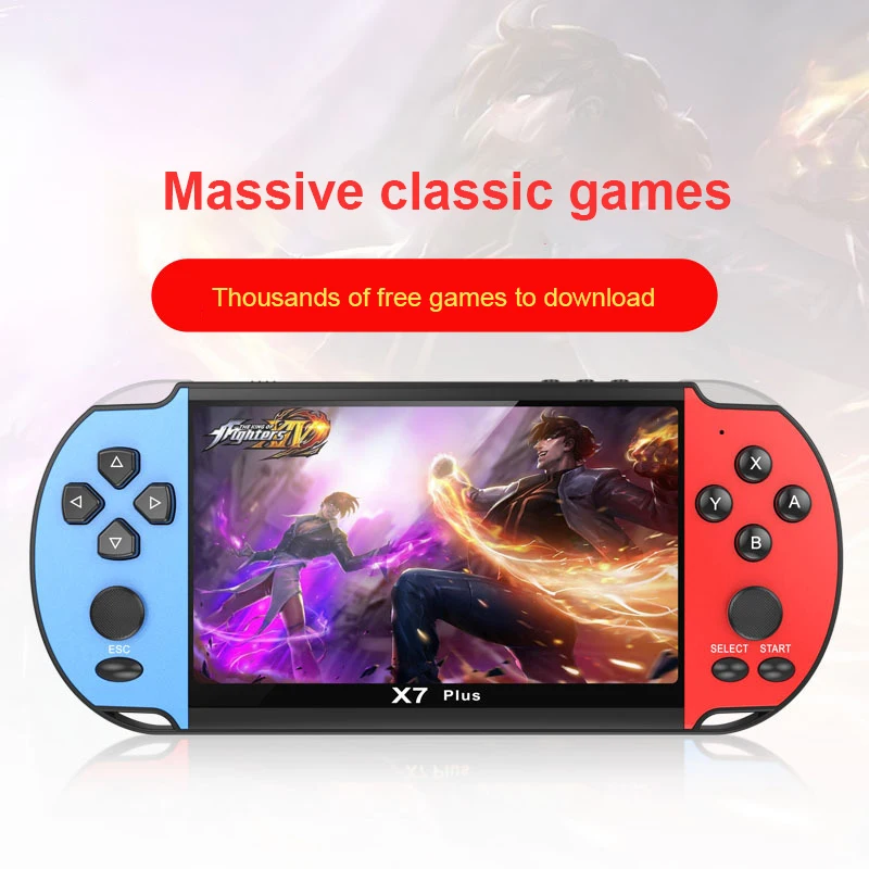 

X7 Plus Video Game Console 5.1Inch Handheld Game Player Portable Retro Console 8Gb Double Rocker Game Console For Kids